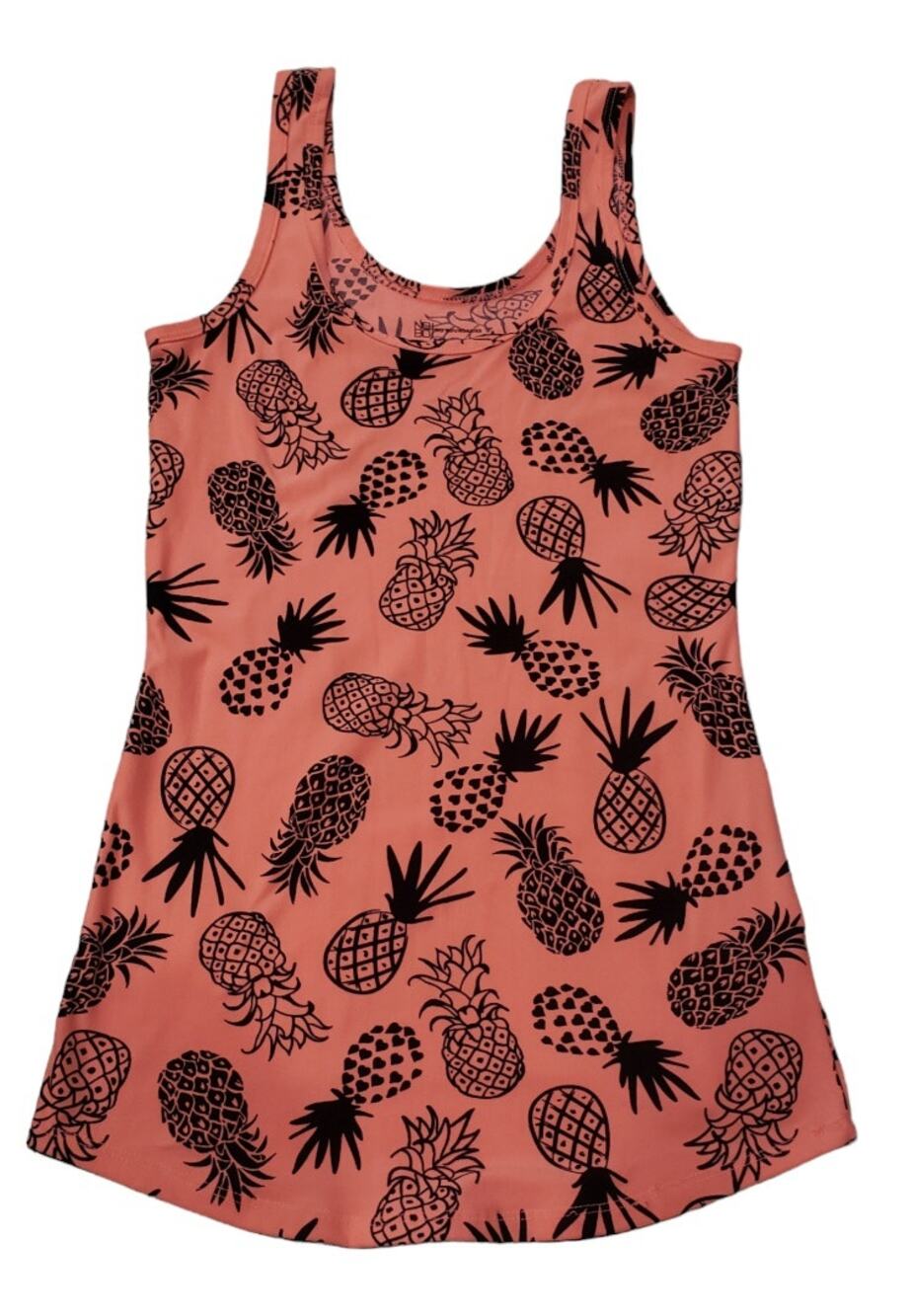 No Boundaries Bright Pineapple Short Sleeve Tank Top T Shirt